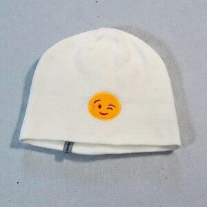 Cute Emoji Cream Beanie - Fits a larger head.